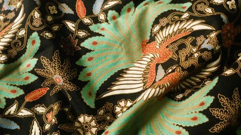 Indonesia batik pattern fabric, textured cloth background Stock Photos