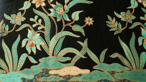 Indonesia batik pattern fabric, textured cloth background Stock Photos