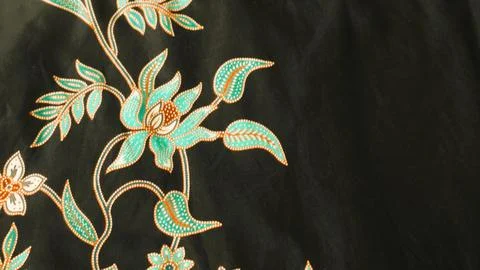 Indonesia batik pattern fabric, textured cloth background Foto stock