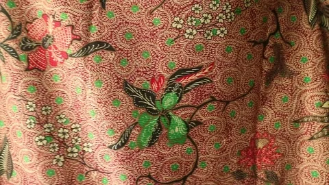 Indonesia batik textile, beautiful art patterns background Stock Footage 273295403
