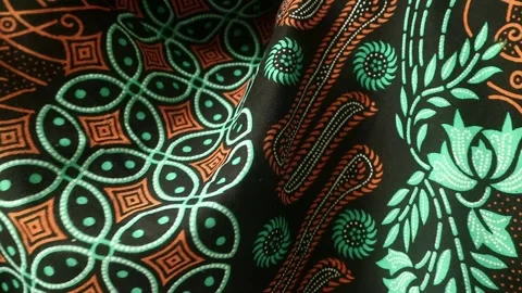 Indonesia batik textile, beautiful art patterns background Stock Footage 273295404