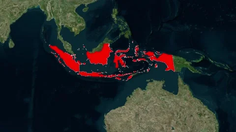 Indonesia Border Highlighted Zoom Map Animation 4K Vidéo 330383386