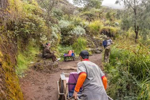Indonesia Breathing the Same Air - On Dark Tourism and Humanity at Kawah Ijen Stock Photos