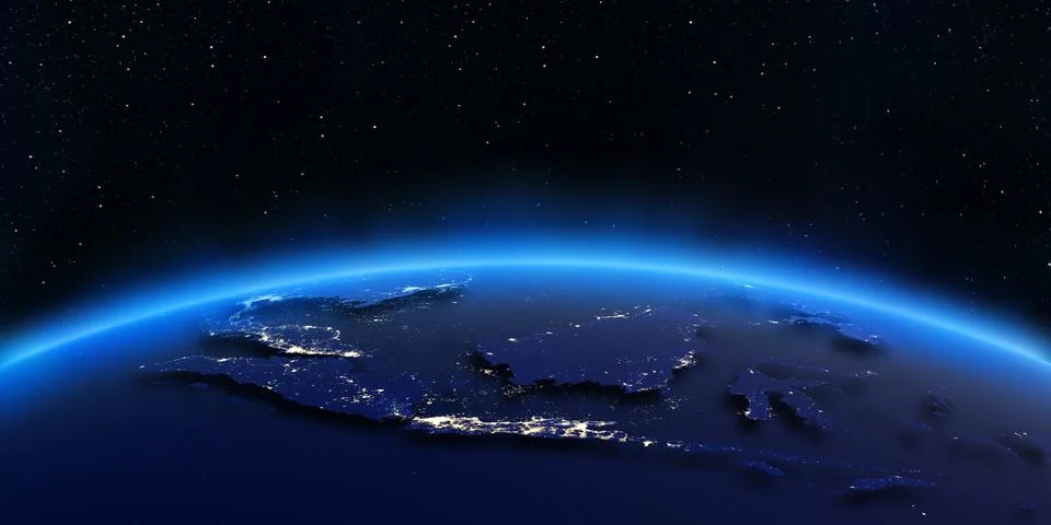 Indonesia city lights map 3d rendering 스톡 일러스트