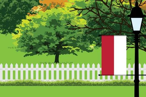 Indonesia Day Trees Lamp Vector Illustration Illustrazione stock