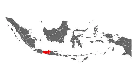 Indonesia detailed Central Java map shape, Flat web graphic concept icon symb Stock Illustration