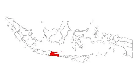 Indonesia detailed East Java map shape, Flat web graphic concept icon symbol Stock-Illustration