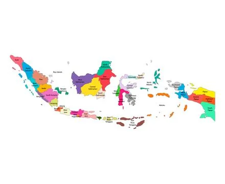 Indonesia detailed map shape, Flat web graphic concept icon symbol vector ill Stock-Illustration