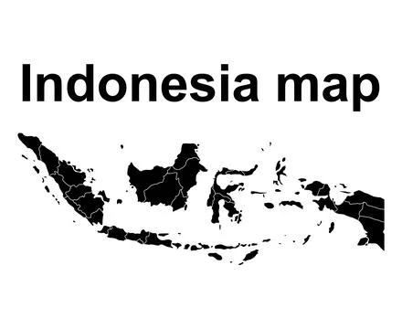 Indonesia detailed map shape, Flat web graphic concept icon symbol vector ill Stock Illustration