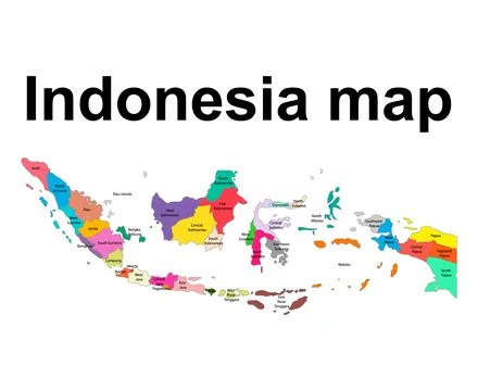 Indonesia detailed map shape, Flat web graphic concept icon symbol vector ill Stock Illustration