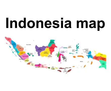 Indonesia detailed map shape, Flat web graphic concept icon symbol vector ill Illustrazione stock