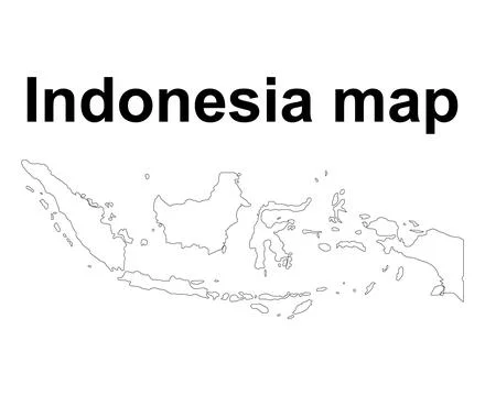 Indonesia detailed map shape, Flat web graphic concept icon symbol vector ill Stock Illustration