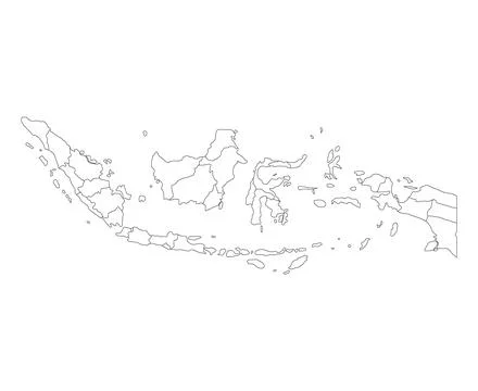 Indonesia detailed map shape, Flat web graphic concept icon symbol vector ill イラスト素材