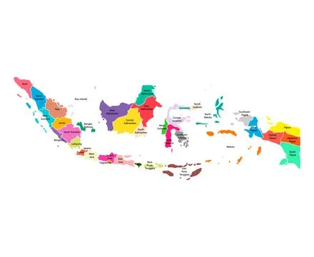 Indonesia detailed map shape, Flat web graphic concept icon symbol vector ill Stock Illustration