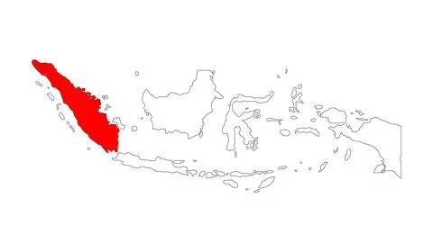 Indonesia detailed Sumatra map shape, Flat web graphic concept icon symbol ve Stock Illustration