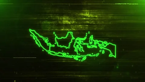Indonesia Digital Futuristic Glitch Map 库存影片 333604510