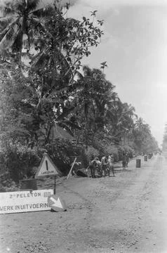 Indonesia. [DLC] Implementation of genie work. Construction of a road. November Stock Photos