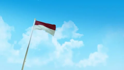 Indonesia Flag 3D Render Animation with Fighter Jets Formation in Blue Sky Stock-Footage 333247594