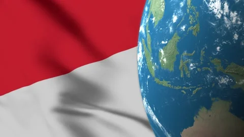 Indonesia Flag and Indonesia Map on Earth Globe 4K Stock Footage 220778334
