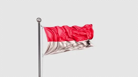 Indonesia Flag  Animation Loop Include Alpha 3D Rendering Stock-Footage 312076001