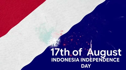 Indonesia Flag August 17 Independence Day Text Animation Waving Fabric Backgrou Stock Footage 339543291