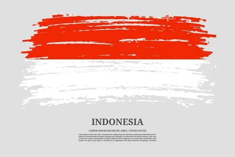 Indonesia flag with brush stroke effect and information text poster, vector Stock Illustration