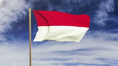 Indonesia flag with cloud waving in the wind. Green screen, alpha matte Video stock 48962792