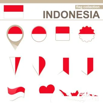 Indonesia Flag Collection Stock Illustration