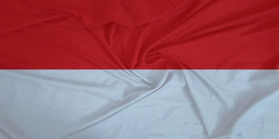 Indonesia Flag fabric rippling in the wind Stock Photos