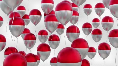 Indonesia Flag On The Flying Balloons Stock Footage 314666533