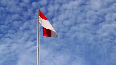 Indonesia Flag flying in the wind Stock Footage 158343703