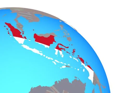 Indonesia with flag on globe Illustrazione stock