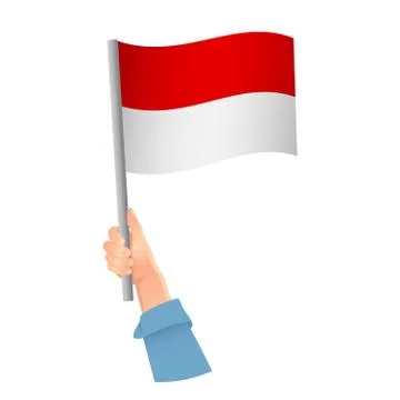 Indonesia flag in hand icon 스톡 일러스트