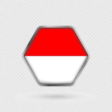 Indonesia flag in a hexagon frame. Stock Illustration