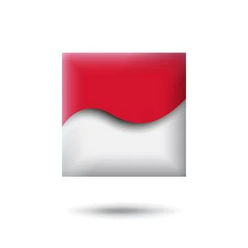 Indonesia flag icon in shape of square. Vector indonesian symbol, icon, button Stock Illustration