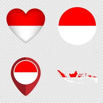 Indonesia Flag Icons Pack. Vector illustration. Stock Illustration