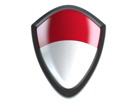 Indonesia flag on metal shield isolate on white background. Stock Illustration