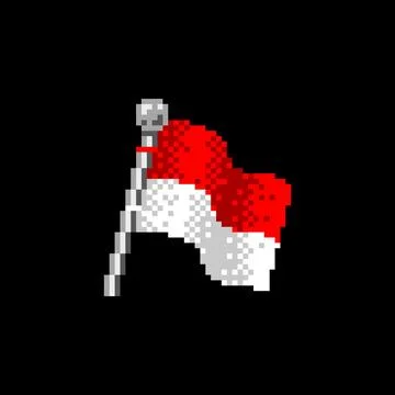 Indonesia Flag in Pixel Art Stock Illustration