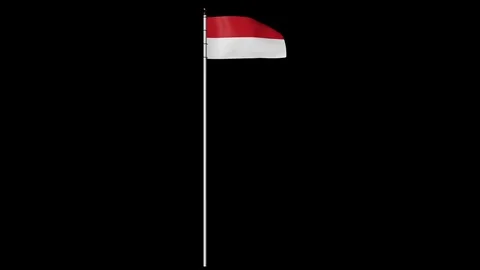 Indonesia Flag on Pole with Alpha Channel Video stock 87305793