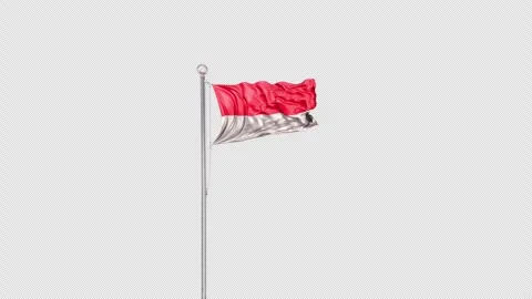 Indonesia   Flag Pole  Animation Include Alpha 3D Rendering Video stock 312075937