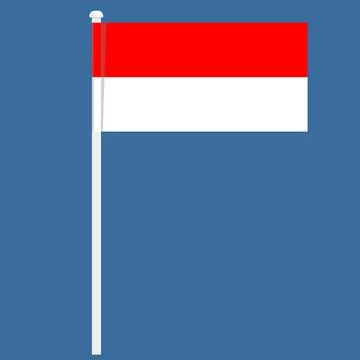 Indonesia Flag with pole vector Stock Illustration