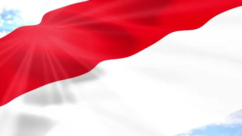 Indonesia Flag Seamless Loop 4k 60fps on Sky Background Stock Footage 341561630