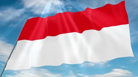 Indonesia Flag Seamless Loop 4k 60fps on Sky Background Stock Footage 341757957