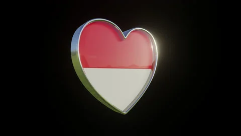 Indonesia Flag in the Shape of 3D Heart. Stock Footage 133916720
