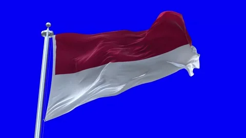Indonesia Flag Waving in Loopable and Textured green screen background Stock Footage 296876764