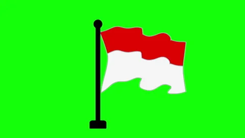 Indonesia Flag Waving on wind on green screen Stock Footage 314281580