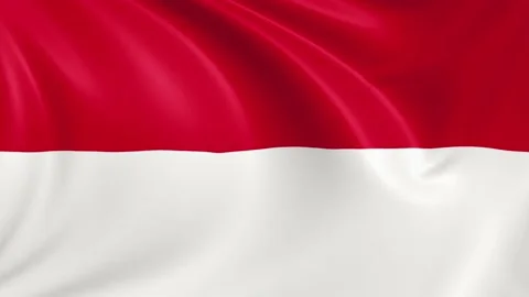 Indonesia flag waving in the wind with high quality texture in 4K Vídeo Stock 130829220