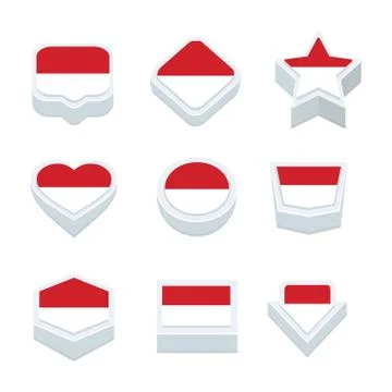 Indonesia flags icons and button set nine styles Stock Illustration