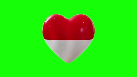 Indonesia heart flag pop-up animation on green screen Vídeo Stock 314370672