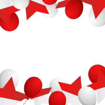 Indonesia holiday vector frame, red and white colors Stock Illustration